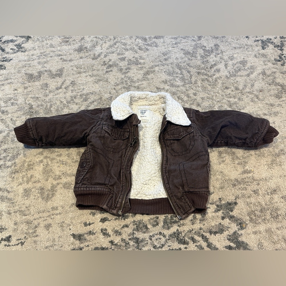 Brown Bomber Jacket with Sherpa Lining 6-12mo